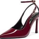 Elisabet Tang Cute Women's 10cm Double Adjustable Ankle Strap Heeled Pumps, Sexy 4Inch Pointed Toe Slingback Stiletto Heels for Elegant Formal Wear, 8.5