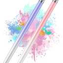 2PCS Stylus Pens for Touch Screens,Stylus Pen for iPhone/iPad/Tablet Android/Microsoft Surface,Compatible with All Touch Screens(White Pink/White Purple) (A-White Pink / White Purple)
