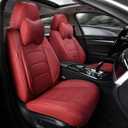 Martha Red Car Seat Covers Front Pair, Breathable Leather Automotive Front Seat Covers for Comfortable Driving, Universal Auto Interior Fit Most Kinds of Vehicles, SUV, Trucks, Sedans