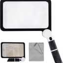 Full Page Magnifier with Light,Large Magnifying Glass for Reading,5X Magnifier for Seniors,Square Magnifying Glass Handheld,Lighted Book Magnifier,Big Vision Magnifier for Macular Degeneration