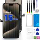 for iPhone 15 PRO Screen Replacement, 6.1 inch 3D Touch LCD Display Full HD Repair kit, Digitizer Assembly with Tools Set, Tempered Glass, Waterproof Frame Adhesive