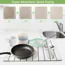Large Stone Dish Drying Mats for Kitchen Counter, 24x16 Quick Dry Absorbent Drying Matt Kitchen Counter, Diatomaceous Earth Dish Drying Mat, Collapsible Dish Mat Dish Pads for Drying, White