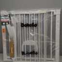 Babelio 36.5-57" Extra Wide Baby Gate with Cat Door, CatPrivilege , Auto Close & Two Way Swing, Pressure Mounted Dog Gates for Stairs, Doorways, Includes 4 Wall Cups and 3 Extension Pieces,White