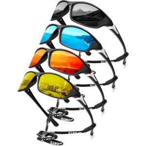 KALIYADI 4 Pack Polarized Sunglasses-Men Sports Sun-glasses: Mens Sunglasses UV Protection for Fishing Driving Cycling