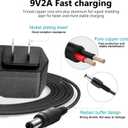 9V 2A AC Adapter with 6ft Cord and Advanced Safety Protections - Compatible with Routers, LED Strip Lights, Speakers & More | 100V-240V Input, | 5.5mm x 2.1mm & 2.5mm Barrel Jack
