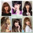 NAYOO Bangs Hair Clip - Medium Brown Fake Bangs 100% Real Human Hair Extensions French Bangs for Women Fringe with Temples Hairpieces Curved Bangs for Daily Wear