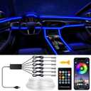 Interior Car LED Strip Lights, RGB 6 in 1 Ambient Lighting Kits with 315 inches Fiber Optic, 16 Million Colors Music Sync USB Car Interior Lights with Wireless APP/Button/RF Remote Control (6 in 1)