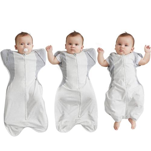 Transition Baby Swaddle 3-6 Months 12-18 lb, Arms In/Out Swaddle Sleep Sack with 2-Way Zipper Moisture-Wicking Fabric, Improves Sleep Snug Fit Helps Calm Startle Reflex