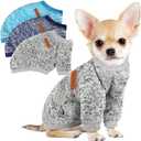 3 Pack Dog Sweaters for Small Dogs Girl Boy Winter Fleece Clothes Warm Soft Dog Sweatshirt Outfit for Dogs Cats Pet Apparel (M (Back: 13.7", Chest: 17.7", 10-14 lbs), Navy Blue+Grey+Light Blue)