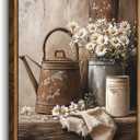 Framed Rustic Daisy Wall Art Farmhouse Bathroom Wall Decor Vintage Country Flower Painting Pictures Spring Summer Poster Prints Rustic Decor Artwork for Bedroom Living Room Home Decoration 16X24in