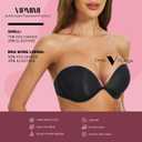 Women's Strapless Bra Push Up-Non Slip Invisible Underwire Low Back Multiway Support Padded Plunge Bra for Comfort Lift(Black, 34A) (Black)