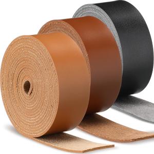 SilTriangle 3 Rolls Leather Straps for Crafts Single Sided Faux Leather Strips 2 mm Thickness 78.7 Inches Long for DIY Art Craft Projects Belt Tooling(1 Inch,3 Color)