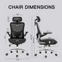 Marrap Ergonomic Office Chair, Mesh Desk Chair with 3D Armrests, Adjustable Lumbar Support and Headrest, 90-120 Rocking Function, Black