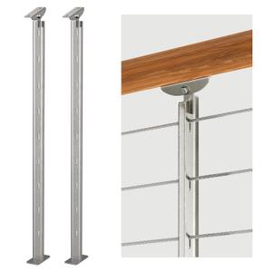 2 Pack Cable Railing Post Stainless Steel Adjustable Angle Intermediate Post for 1/8" Deck Cable Railing (2, Slivery, 36inch)