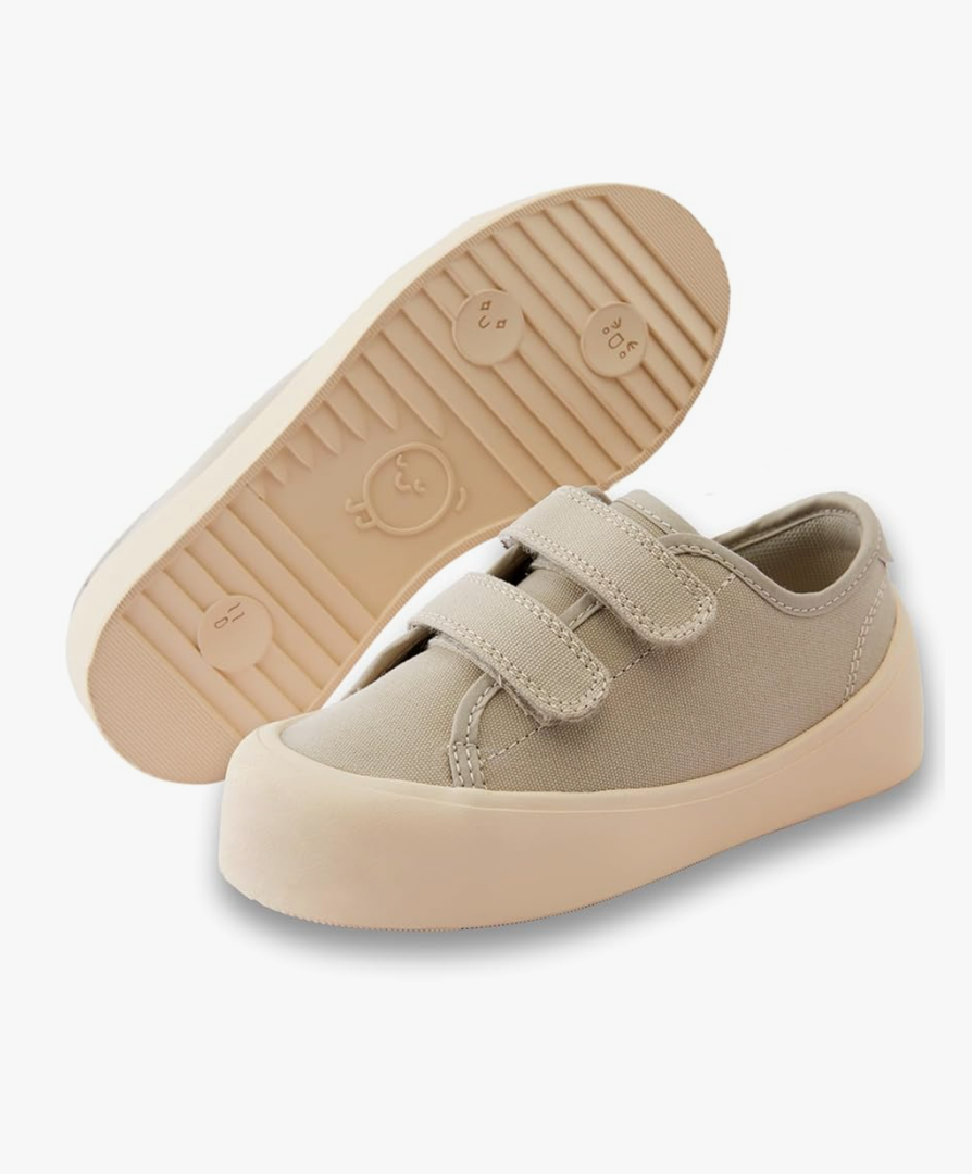 Boys Girls Kids Shoes Dual Hook and Loops Cupsole Casual Lightweight Canvas Sneakers with Sport Sole, Size 1.5