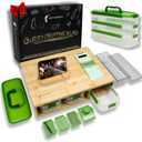 Bamboo Cutting Board with Containers, Large Smart Cutting Board Set with Stackable Containers, Built-in Graters and Locking Lid, Meal Prep Station, Chopping Board Set, Housewarming Gifts
