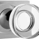 Coolnews Crystal Glass Door Knobs Interior with Lock, Modern Round Privacy Door Knob for Bathroom Bedroom, Polished Chrome