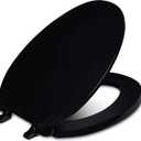 Centoco Black Toilet Seat Elongated, Toilet Seat Cover, Closed Front with Cover, Commercial, Heavy Duty Hinge and Stainless Steel Hardware, Plastic, Made in the USA, DS800STS-407
