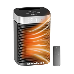 Small Portable Space Heater for Indoor Use - VOCRS 1500W PTC Electric Heater with Thermostat, Remote Control, 12H Timer, Eco and Fan Mode, Rapid and Safe