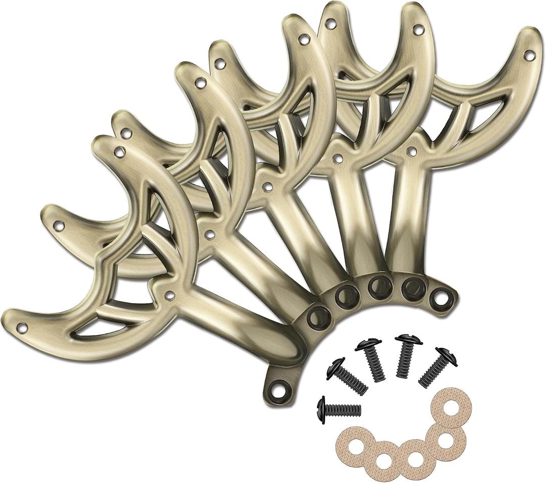 Dreyoo 5 Pack 42'' Ceiling Fan Blade Arms Replacement Compatible with Westinghouse Lighting 7740200, with 15 Pcs 1/2'' Mounting Screws, Antique Brass Fan Blade Arms, Easy to Install