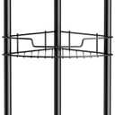 Detukna Corner Shower Caddy, 3 Tier Shower Organizer Shelf for Inside Shower, Stainless Steel Floor Corner Shower Bathroom Shelves Stand Rack for Bathroom Balcony Kitchen, No Drilling, Black