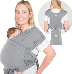 KeaBabies Baby Wraps Carrier, D-Lite Baby Wrap - Easy-Wearing, Adjustable Baby Sling Carrier, Baby Carrier Newborn to Toddler, Infant Baby Carrier Wrap Holder, Ring Sling Baby Carrier (Classic Gray)
