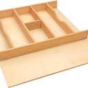 Silverware Drawer Organizer - Trim-to-Fit with Adjustable Dividers for Kitchen Utensil Storage, Beech Wood Frame with 11 Sizes (19.25" W x 22" D)