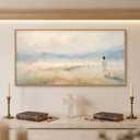 HOURIA Christian Jesus The Good Shepherd Framed Canvas Wall Art Set, Religious Jesus Leaves the 99 Sheep Wall Decor, Watercolor Neutral Landscape Artwork for Living Room,Prayer Room,Church- 20"x40"x1