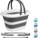 Large Collapsible Mop Bucket, 16L(4.2 Gallon) Plastic Bucket for House Cleaning, Car Washing, Silicone Cleaning Supplier Organizer, Portable Basket with Handle for Laundry Storage, RV Camping, Fishing