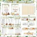 Funnymoom 426 Pcs Woodland Baby Shower Games Set-8 Games, Includes Baby Shower Bingo, Price is Right, Guess Who, Word Scramble, Prediction and Advice, How Big is Mommy's Belly, Don't Say the Words