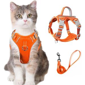 Cat Harness and Leash Set for Walking Escape Proof for Small Large cat Kitten Harness with ID tag Pocket (Orange,XS)