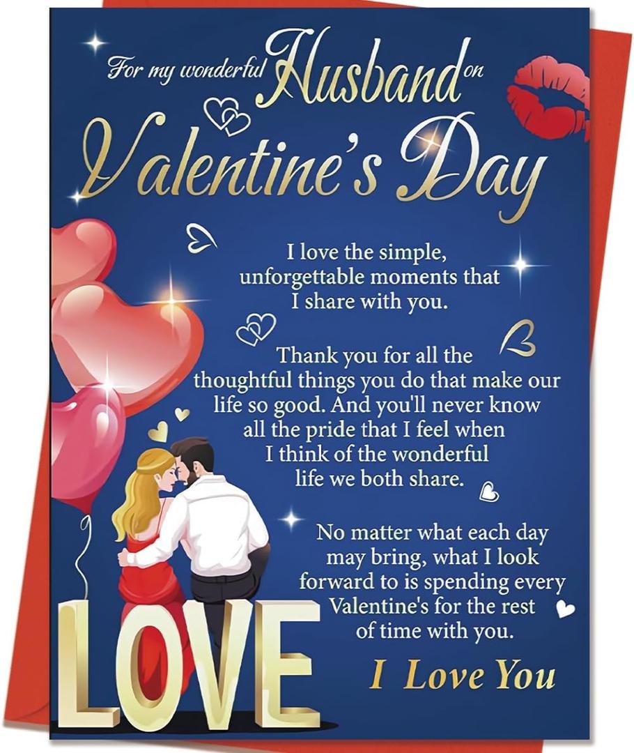 2 x Valentines Day Cards for Husband | Romantic Husband Valentines Day Gifts for Him from Wife (CD-345)