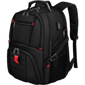 YOREPEK 18.4 Laptop Large Backpacks Fit Most 18 Inch Laptop with USB Charger Port,TSA Friendly Flight Approved Weekend Carry on Backpack with Luggage Strap for Men and Women, Black (18.4 inch, Black)