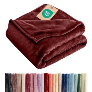 Ultra Soft Fleece Blanket Kids Size - Flannel Fleece Luxury Kids Blanket - Lightweight for Couch Bed Chair - Thick, Warm & Breathable - All Season Cozy Fuzzy, Anti-Static Microplush Bedding, Burgundy