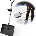 Snow Shovel for Driveway, Snow Removal Shovel with Ergonomic D-Grip Handle, 48-inch Long Lightweight Shoveling Tool, Large Capacity Shovel for Garden, Car Garage, Home Sidewalk and Camping, Black