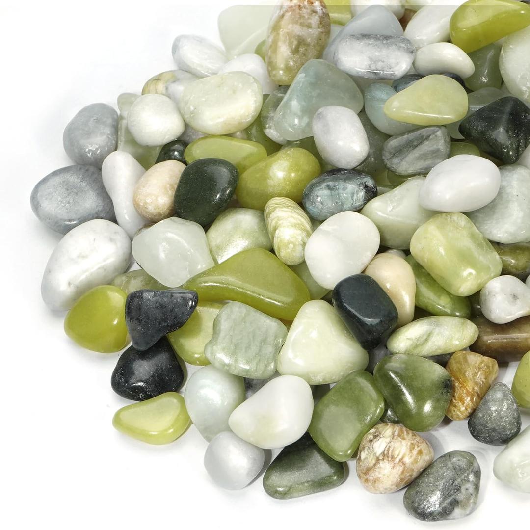 10 lb Jade Pebbles for Indoor Plants, 1/2 Inch Polished Decorative Pebbles for Vase, Bamboo, Succulent, Garden Landscape Decoration River Stone