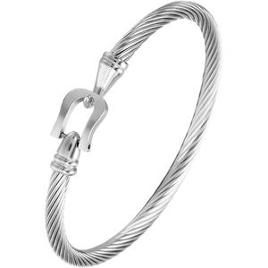 Twisted Cable Bracelet Stylish Fine Stainless Steel Cable Cuff Bracelet with Hook Clasp Bracelets Jewelry for Women