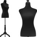 FDW Female Mannequin Body Dress Form Sewing Mannequin Torso Manikin with Tripod Base Stand Adjustable Mannequin for Sewing Clothes Display (Black)