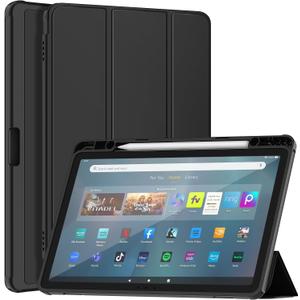 All-New 11inTablet Case, DJ&RPPQ Smart Trifold Stand Case with Hard PC Back and Auto Wake/Sleep Incompatible with TCL Sony,Black