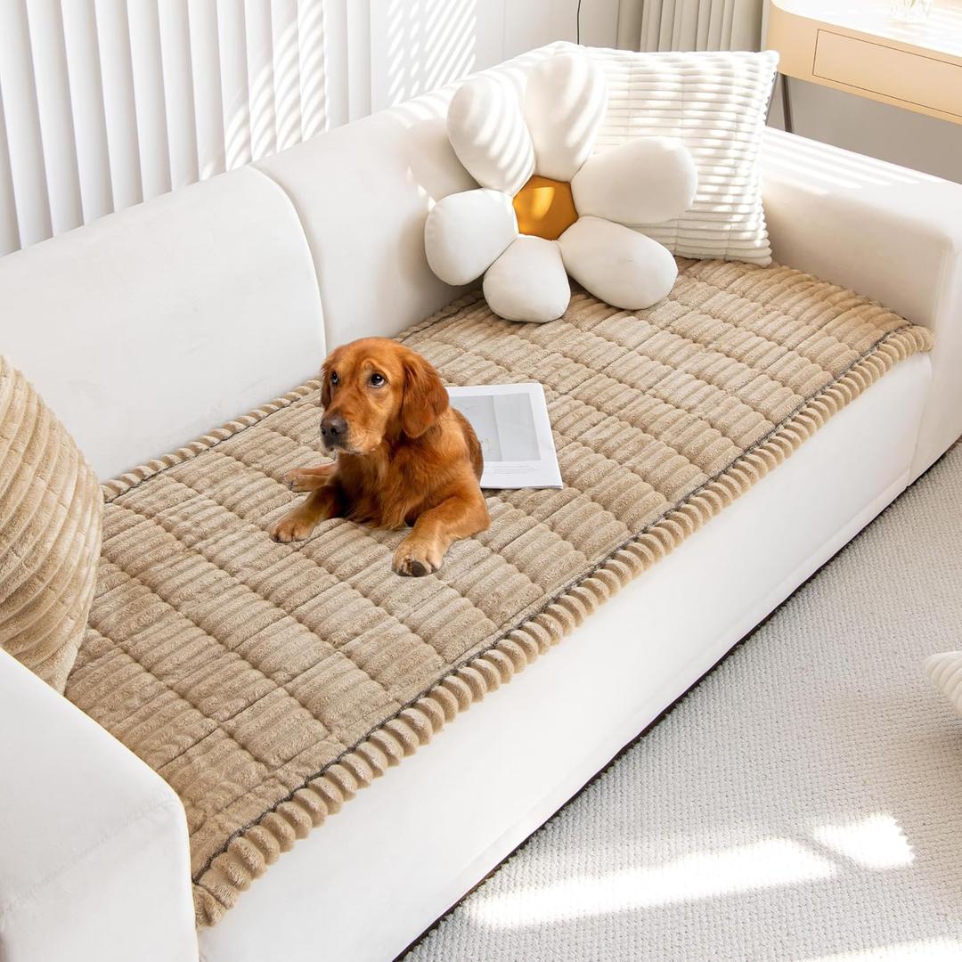 Mivnue Pet Couch Cover, Couch Covers for Dogs, Washable Dog Sofa Covers Couch Protector, Fuzzy Non Slip Couch Slipcover Pet Friendly (Brown, 27.6" x 82.7")