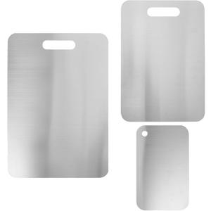 3pcs Stainless Steel Cutting Board: Double Sided Kitchen Chopping Board - Non-Slip And Dishwasher Safe For Meat Vegetables And Fruits