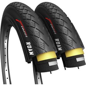Fincci Roam 700 x 32c Foldable Bike Tires with Anti-Puncture Protection 1mm Nylon 32-622 Pack of 2 for Electric, Road & Hybrid Bicycles