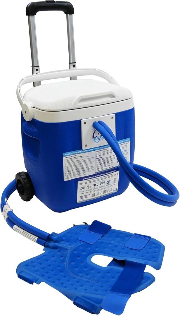 Polar Active Ice 3.0 Cold Therapy Ice Machine System with Programmable Timer, Knee and Joint Compression Pad, Lightweight 16 Quart Cooler, Quiet Pump, Strong Cryotherapy Pain Relief Treatment