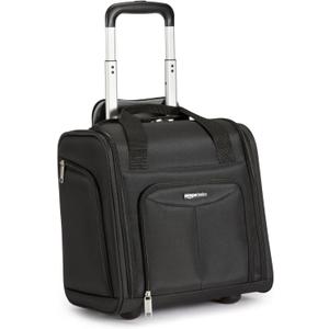 Amazon Basics Underseat Carry-On Luggage with Wheels and Handle, 14" Rolling Travel Bag, Fits Under the Seat, Black