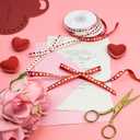 VATIN Valentines Day Ribbon,2 Rolls Heart Satin Ribbon Use for Valentines Day Craft,Gift Wrapping,Home Decor,3/8 Inches Total 30 Yards,Red/Pink/Cream