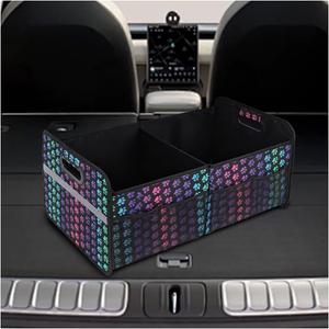 Car Trunk Organizer, Waterproof Large Capacity 600D Oxford Fabric Auto Trunk Storage Container with Pockets, Multi-Compartment Vehicle Storage Box Accessories for Car SUV Truck (Colorful)
