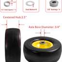 PARTS CAMP 9X3.50-4" FLAT-FREE TIRE AND WHEEL, LAWNMOWER TIRE FOR FRONT ZERO-TURN MOWERS, GARDEN TRACTORS, WHEELBARROWS, AND GARDEN CARTS, WITH 3/4" & 5/8" BUSHINGS, 3.5"-4" CENTERED HUB (SET OF 2).
