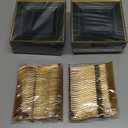 WDF 200PCS Green and Gold Plastic Dessert Plates with Plastic Forks -6 100 Square Disposable Appetizer Plates Small Plates Cake Plates with Gold&100 Green Small Appetizer Forks for St. Patrick's Day