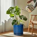 Eightpot Plant Pot Saucer - 11.4 Inch Plant Saucer for Outdoors Ceramic Plant Tray for Indoors No Holes Large Plant Drip Trays Round Flower Pot Saucer Plant Dishes to Catch Water Blue