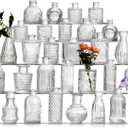 Glass Bud Vase Set of 30 - Small Vases for Flowers in Bulk - Assorted Vintage Crystal Vases for Flowers, Table Centerpieces (Clear, 30 Pcs)